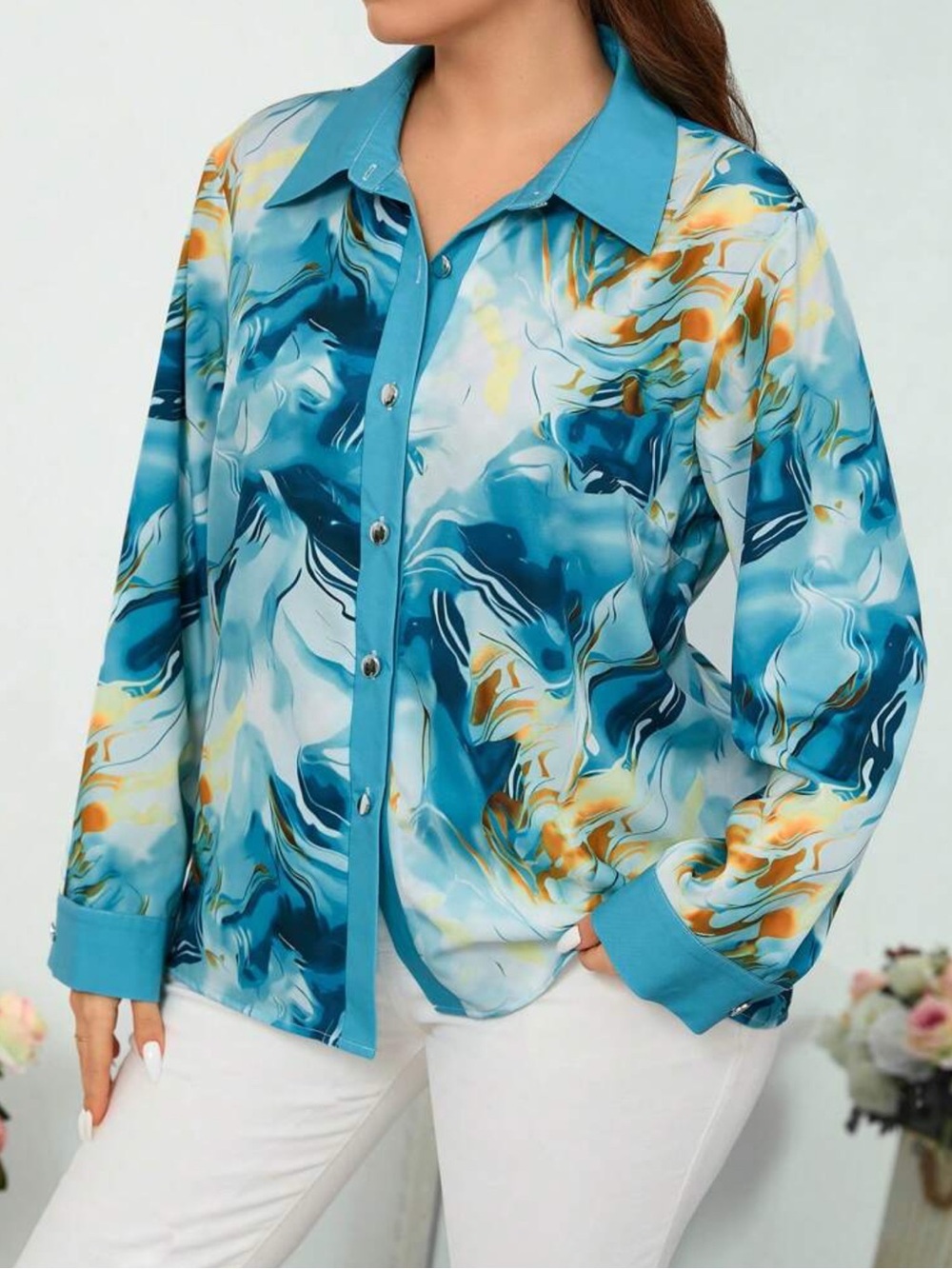 Women’s SHEIN curve + Swirl Button-Down Top size (28/32) 8X